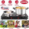 2000W Electric Infrared Dual Burner Portable Heating Hot Plate Stove Countertop RV Hotplate with 7.5” & 6.3” Glass Cooktop Stepless Temperature Adjust
