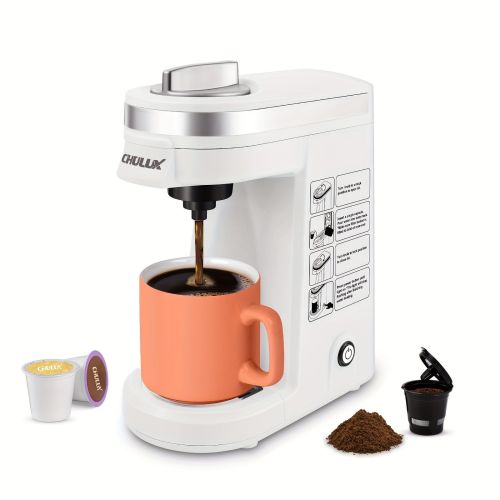 CHULUX Single Cup Coffee Maker Brewer for K-Cup & Ground & Tea Leaf, Travel Mini Single Serve Coffee Capsules & Pods, 6 to 12Oz Brew CHULUX Single Cup Coffee Maker Brewer for K-Cup & Ground & Tea Leaf, Travel Mini Single Serve Coffee Capsules & Pods, 6 to 12Oz Brew