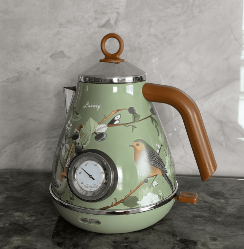 PS3013T flower painted electric kettle 1.7L retro instrument type dial thermometer water heater 1850W electric kettle fast boiling without BPA PS3013T flower painted electric kettle 1.7L retro instrument type dial thermometer water heater 1850W electric kettle fast boiling without BPA